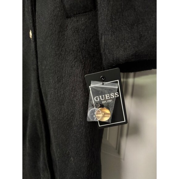 GUESS double breasted notched collar women's long coat - BLACK - Plus Size XXL - Picture 7 of 14